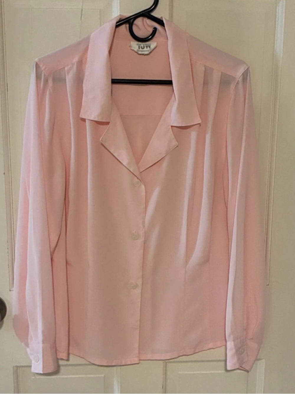 Vintage Pale Pink Button-Front Blouse